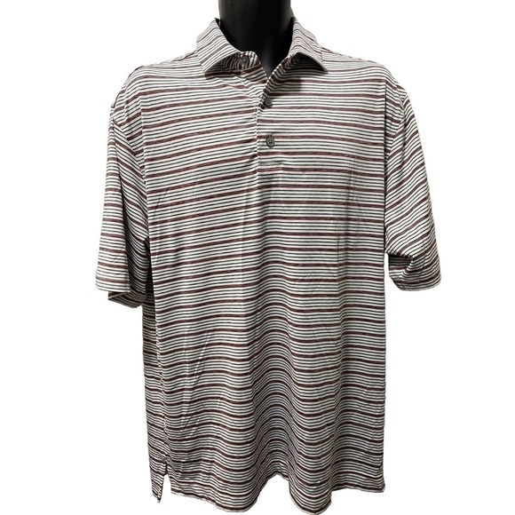 FootJoy Other - Footjoy FJ Golf Polo Shirt Mens Large‎ Red Gray White Striped EUC